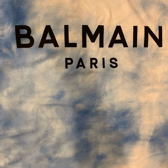 BNWT Balmain Blue Tye Dye Cap Sleeve Shirt - Picture 3 of 6